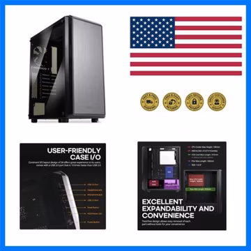 S4 ATX Mid-Tower Desktop Computer PC Case, 2 x 120mm Quiet Fans | Modern Desi...