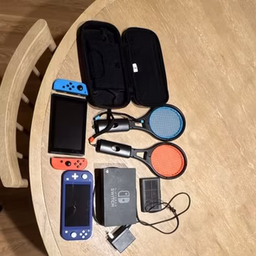 Nintendo Switch & Switch Lite Bundle w/ Joy-Cons, Dock, AC Adapters, Game Cases