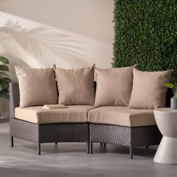 Faux Rattan Patio Sofa Chair, Dark Brown, 38"W x 26"D x 26"H