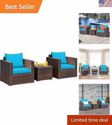 Elegant 3-Piece Patio Furniture Set: Weather-Resistant Rattan & Cushions