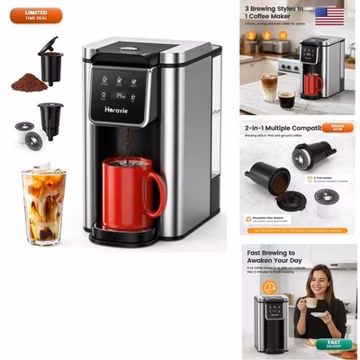 Horavie KC101C Single Serve Coffee Maker for K-Cup & Grounds, Black, 50oz
