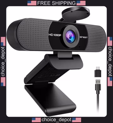 Webcam 1080P Full HD with Microphone for Video Calls