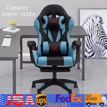 Gaming Chair Ergonomic Gaming Chair for Adults with Footrest & Lumbar Pillow