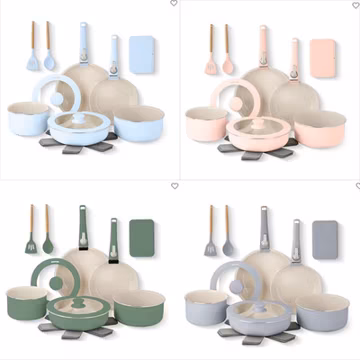 Gotham Steel Ceramic 18-pc. Non-Stick Cookware Set with Detachable Handles NEW