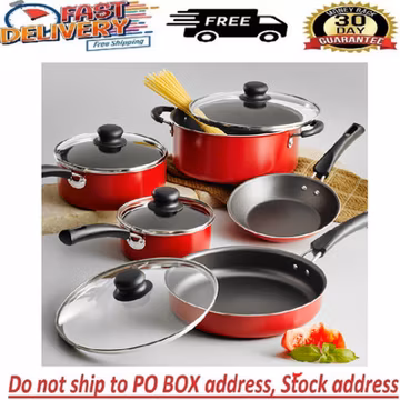9 Piece Cookware Set Nonstick Pots and Pans Home Kitchen Cooking Non Stick NEW