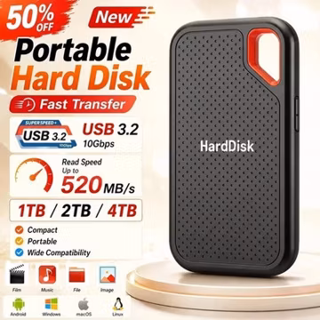 Laptop Mac And PC external hard drive 4tb High Speed Capacity Solid State Usb3.2