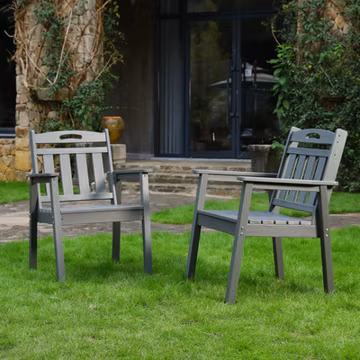 HDPE Outdoor Dining Chair Set Grey Patio Terrace Furniture