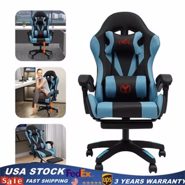 Gaming Chair Ergonomic Gaming Chair for Adults with Footrest & Lumbar Pillow