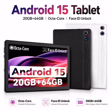 Tablet 10 inch Android 15 Tablet 20+64GB 1280x800 IPS 5000mAh 8-core White Black