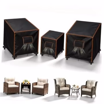 SUNICO Patio Furniture Covers Piece Set,Outdoor 33"W x 31"D x 32"H 3 Black