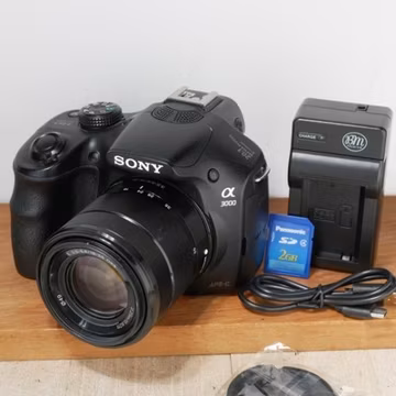 Sony Alpha A3000 20.1MP DSLR Camera, 3.5-5.6 18-55 OSS Lens, Extra Battery, Case