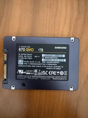 Samsung 870 QVO 1TB SATA III 2.5” SSD – 98% Health – Fully Wiped