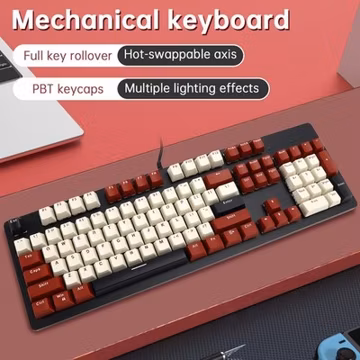 104Key Wired Mechanical Linear Switch Gaming Keyboard w/Blue Switch RGB Light