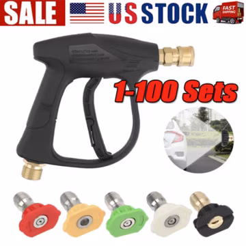 1/4" High Pressure Washer Gun 4000 PSI Car Wash Foam Spray Short Wand w/5 Nozzle