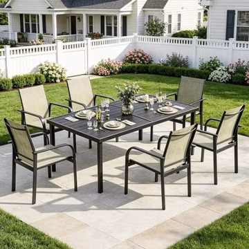 Dining Table with 6 Chair Outdoor Furniture All Weather 7 Piece Patio Dining Set