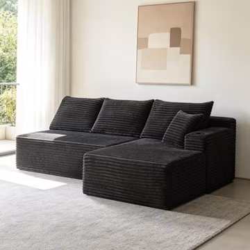 Modular Sectional Sofa U/L Shaped Corduroy Cloud Couch with Chaise and Cushion