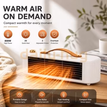 800W Portable Electric Space Heater Garage Hot Air Fan for House Room & Office