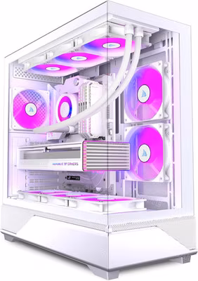 PC CASE 6 PWM ARGB Fans Pre-Installed, Mid-Tower Gaming PC Case, Panoramic Tempe