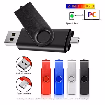 256GB USB 2.0 Flash Drive Memory Photo Stick for Phone PC Laptop Type-C 2IN1