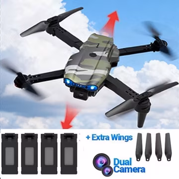 2026 Drone 4K HD Dual Camera WiFi FPV RC Foldable Quadcopter + 4 Batteries