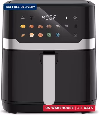 6.8QT Air Fryer 10-in-1 Cooker with Visible Window 1700W Bottom Heater Black