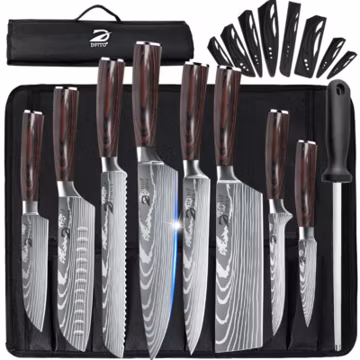 9PCS Handmade HAND FORGED DAMASCUS STAINLESS STEEL CHEF KNIFE Set Kitchen Knives