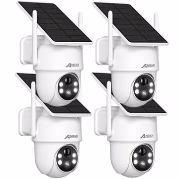 ANRAN 4 Pack Security Camera Wireless Outdoor 5MP 360° PTZ Camera Solar Powered