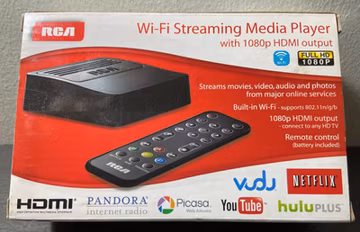 New RCA Wi-Fi Streaming Media Player / 1080p HDMI WiFi w/ Remote DSB772WE