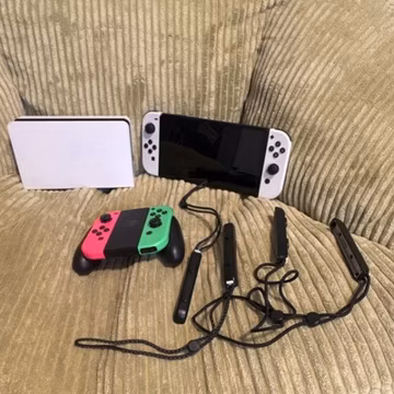 Nintendo Switch OLED Model White Console Bundle w/ Dock & Joy-Con Controllers