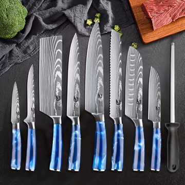 Kitchen Knife Set Japanese Damascus Chef Knives Stainless Steel Meat Cleaver USA