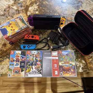 Nintendo Switch Bundle 12 Games 2 Joy-Con Sets Dock Case (Mario Zelda Pokémon)