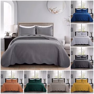 Luxury Bedspread Bedding Set 3 Piece Quilted Coverlet Bed Throw Queen King Size