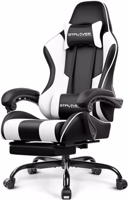 Gaming Chair, Computer Chair with Footrest and Lumbar Support, Height Adjustable
