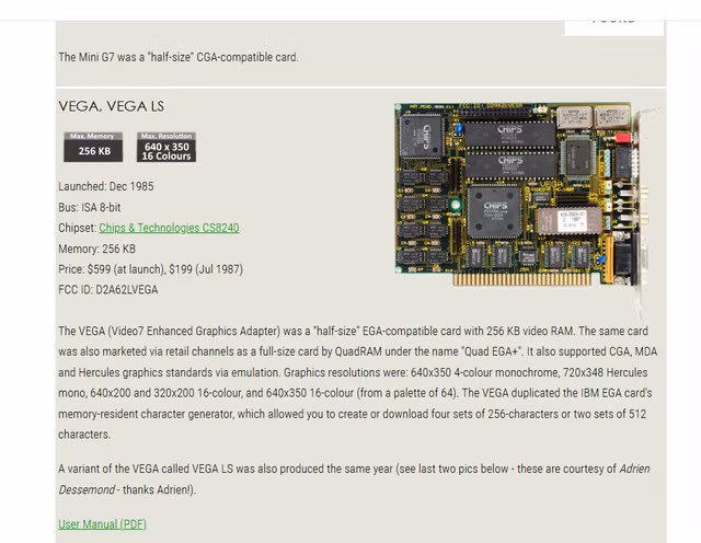 Retro Vintage 8-Bit iSA VEGA Video 7 Vintage EGA Graphics Card