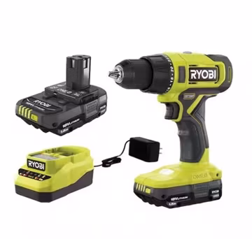 Ryobi ONE+ 18V Cordless 1/2 in. Drill/Driver Kit Compact 2 Batteries and Charge