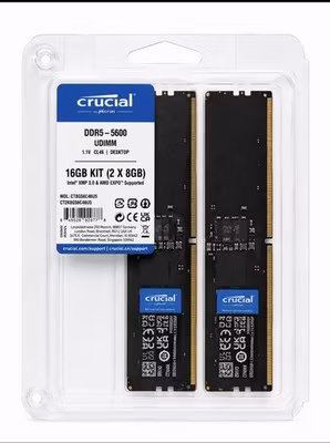 Brand new! Crucial RAM 16GB Kit 2x8GB DDR5-5600 UDIMM pc desktop memory