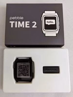 Pebble Time 2 Smart Watch - Black/Grey - w/ 2 Pebble Bands (Open Box)