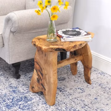 Rustic Live Edge Cedar Bench Wooden Entryway Bench Farmhouse Side Table Stool