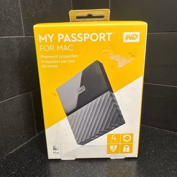 WD My Passport For Mac 4TB Portable External Hard Drive USB Open Box Black