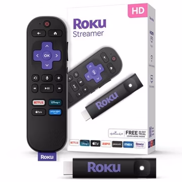 Roku 3840S2 Streamer 2025, HD Streaming Device with Voice Remote, Compact