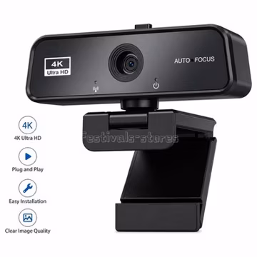 4K USB Webcam Built-in Microphone Autofocus Web Camera for PC Desktop Laptop