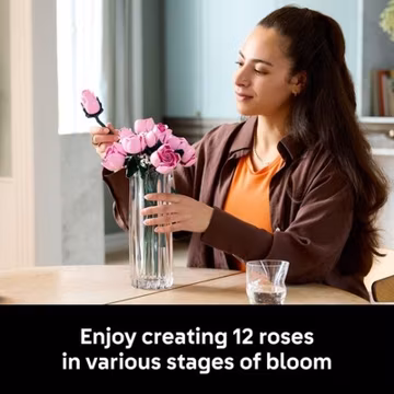LEGO Botanicals Bouquet of Pink Roses Building Set, 789 Pieces, Pink and White,