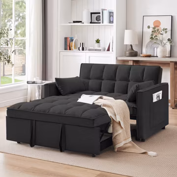 3 in 1 Convertible Sleeper Sofa Bed, Velvet Pull Out Futon Couch