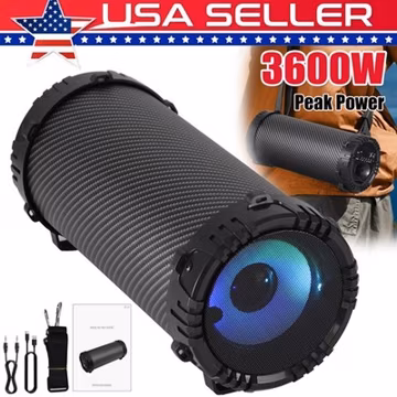 3600W Portable 4" Woofer Bluetooth Speaker Stereo Sound Audio System w/ Strip FM