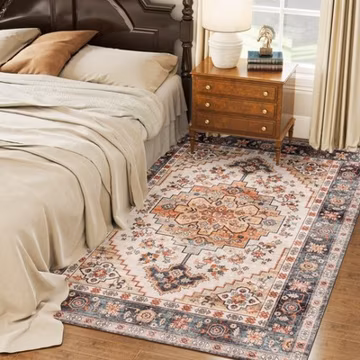 Area Rug 5x7, Machine Washable Rug for Living Room, Tawny Brown