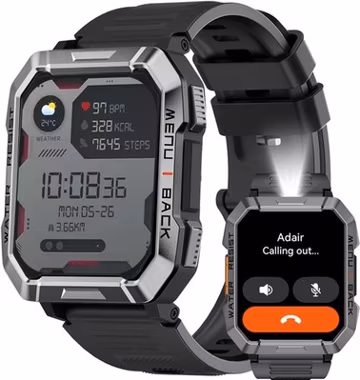 Military Smart Watch for Men(Call Receive/Dial)Rugged Tactical Fitness Tracker