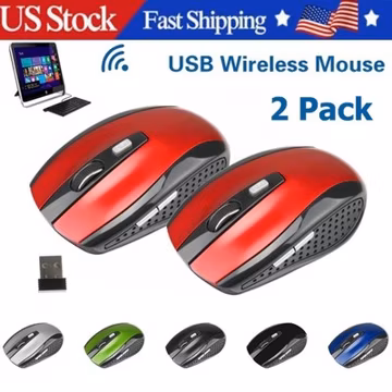 2 Wireless Optical Mouse Mice 2.4GHz USB Receiver For Laptop PC Computer DPI USA