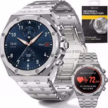 *NIB* ALPHAGEAR Chief Smartwatch Men AMOLED BT Calling 14-Day Battery, Silver