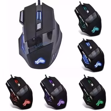 5500 DPI Gaming Mouse 7 Button USB Wired LED Breathing Fire Button Laptop PC