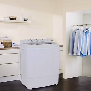 Portable Mini Wash Machine Compact Twin Tub 13lbs Top Load Washer Spin Dryer